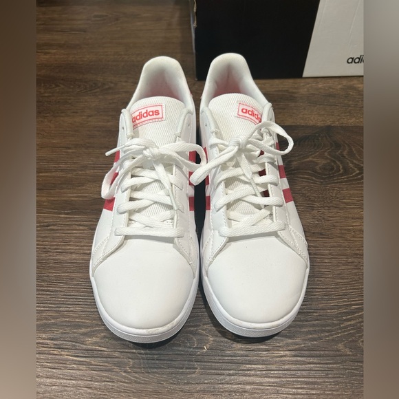 Adidas Glitter Pink and White Grand Court Sneakers - Picture 2 of 9